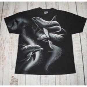 Vintage Dolphin Hanes Beefy Dolphin AOP T Shirt XL Single Stitch